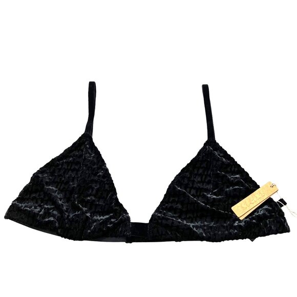 SKIMS Velvet Burnout Logo Triangle Bralette + String Bikini Brief Soot 2X - Picture 3 of 14